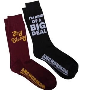 Anchorman The Legend Of Ron Burgundy Mens 'Stay Classy' Crew Socks 2-Pack